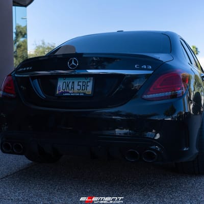 Staggered 19 Inch Ferrada FR4 in Matte Black w/ Gloss Black Lip on a 2019 Merceded Benz C43 AMG