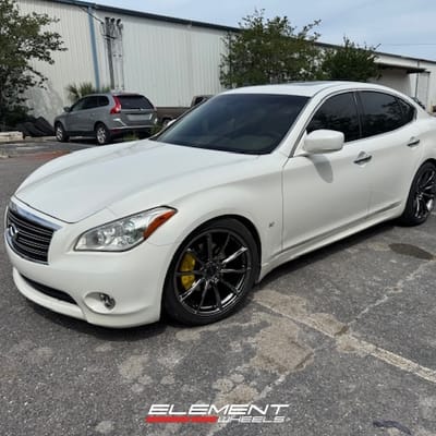 Staggered 20 inch Ace Alloy AFF05 in Black Chrome on an Infiniti M37