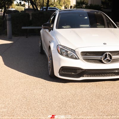 Staggered 20 Inch Variant Radons in Titanium Brushed Face on a 2017 Mercedes C63S Coupe