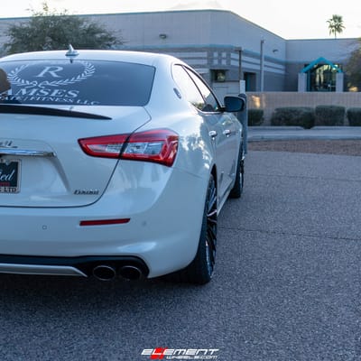 Staggered 22 Inch Lexani Wraith in Gloss Black W/ Machined Tips on a 2018 Maserati Ghibli