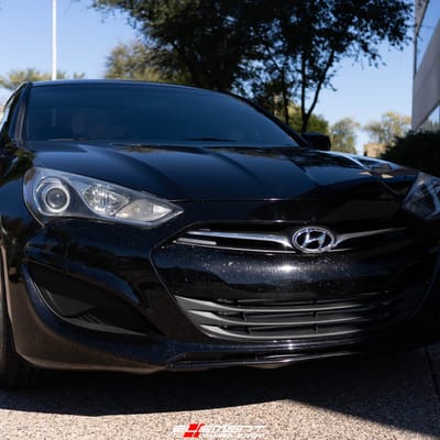 Staggered 18 Inch Aodhan DS01 Vacuum Chrome W/ Gold Rivets on a 2013 Hyundai Genesis Coupe
