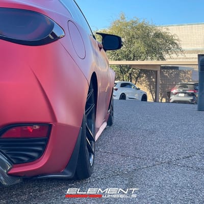 Staggered 19 inch Variant Helium in Satin Black on a 2018 Infiniti Q60
