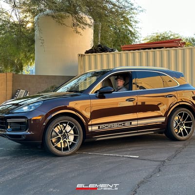 21 inch Staggered Savini Black Di Forza BM14 Gloss Black w/ Machined Face on a 2023 Porsche Cayenne Turbo