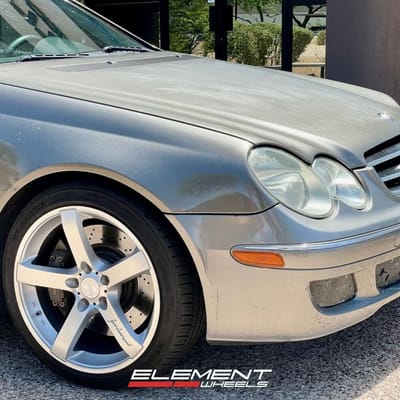 18 inch Staggered MRR VP5 in Gloss Silver Machined on a 2009 Mercedes-Benz CLK550