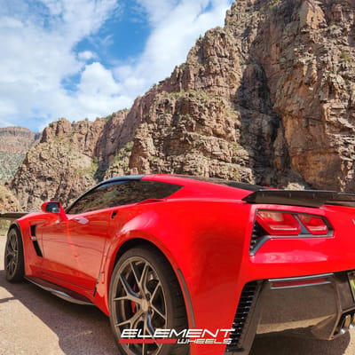 Staggered 19/20 inch MRR FS06 in Gloss Gunmetal on a 2018 Chevrolet Corvette C7 Grand Sport