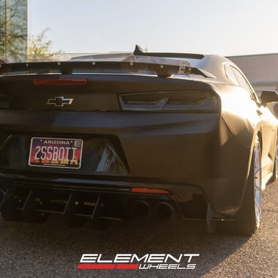 Staggered 20 Inch Variant Argon in Silver With Machined face on a 2016 Chevrolet Camaro SS