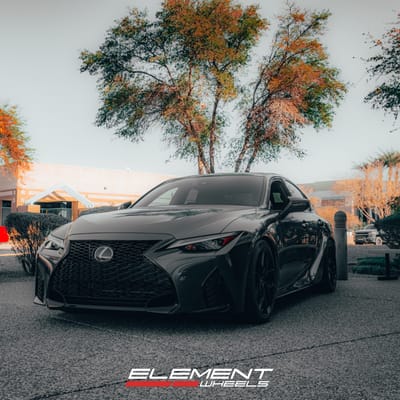 19 Staggered Vossen HF-5 in Gloss Black on a 2024 Lexus IS 350 F Sport