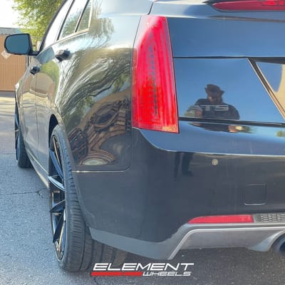 Staggered 19 inch Blaque Diamond BD-11 in Gloss Black on a 2014 Cadillac ATS Sedan