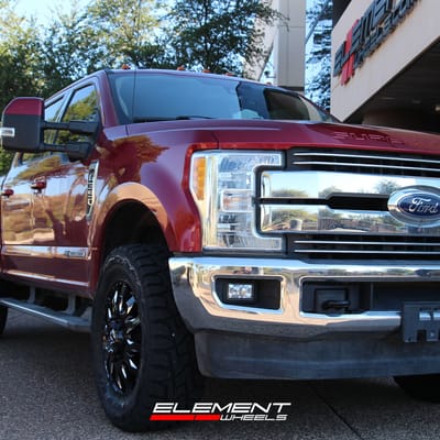 20 inch Dually Fuel Off-Road Blitz Gloss Black Milled on a 2017 Ford F-350 Dually