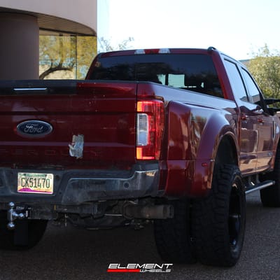 20 inch Dually Fuel Off-Road Blitz Gloss Black Milled on a 2017 Ford F-350 Dually