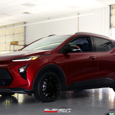 17 inch Ohm Proton Gloss Black on a 2022 Chevrolet Bolt EUV w/ Front Spacers