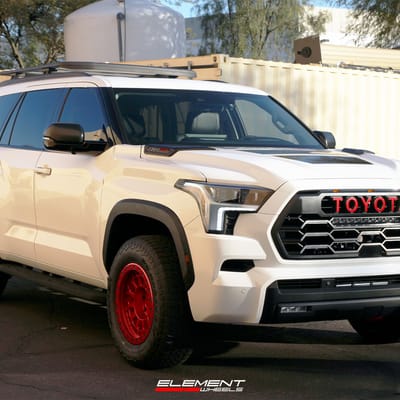 18 inch Black Rhino Primm Candy Red w/ Black Bolts on a 2023 Toyota Sequoia TRD Pro