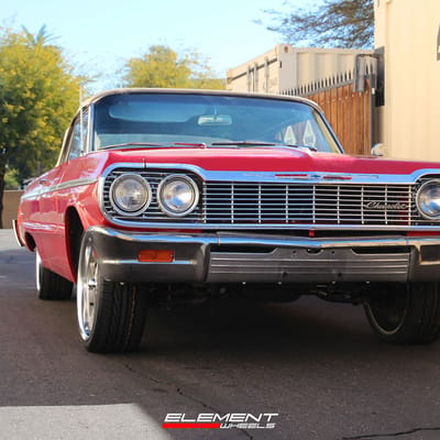 20 inch Ridler 645 Grey w/ Machined Face & Polished Lip on a 1964 Chevrolet Impala