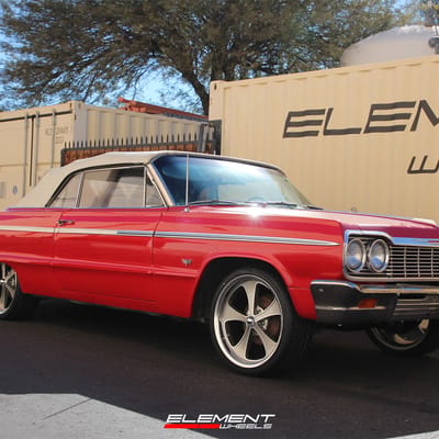 20 inch Ridler 645 Grey w/ Machined Face & Polished Lip on a 1964 Chevrolet Impala