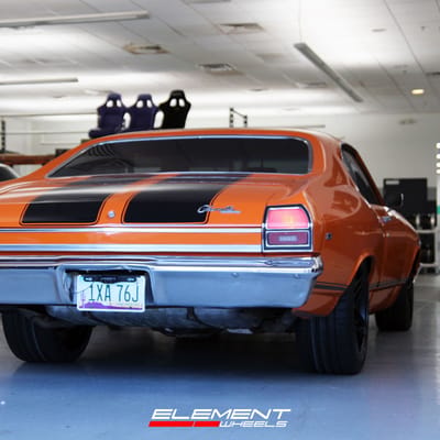 19 inch Staggered Variant Xenon Satin Black on a 1969 Chevrolet Chevelle