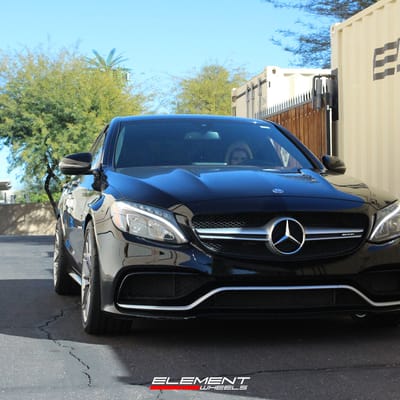 19 inch Staggered Variant Radon Brushed Titanium on a 2016 Mercedes Benz C63 AMG Sedan