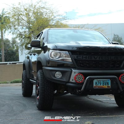 17 inch Fuel Off-Road Assault Matte Black w/ Red Milled on a 2021 Chevrolet Colorado ZR2