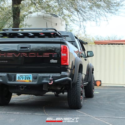 17 inch Fuel Off-Road Assault Matte Black w/ Red Milled on a 2021 Chevrolet Colorado ZR2