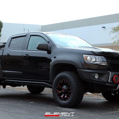 17 inch Fuel Off-Road Assault Matte Black w/ Red Milled on a 2021 Chevrolet Colorado ZR2