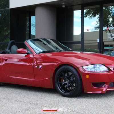 18 inch Staggered ESR RF2 Matte Black on a 2007 BMW Z4M Roadster
