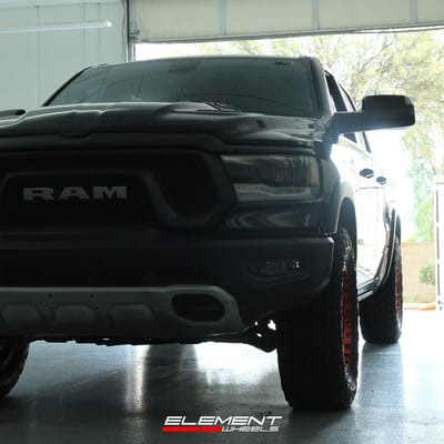 20 inch Fuel Off-Road Trigger Candy Red on a Leveled 2019 Ram 1500