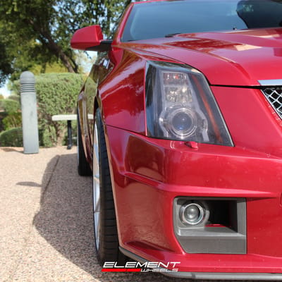 20 inch Staggered Variant Argon Silver Mirror Face on a 2011 Cadillac CTS-V Coupe