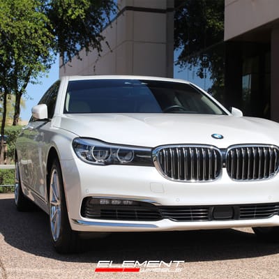 19 inch Ferrada FR4 Machine Silver w/ Chrome Lip on a 2017 BMW 7 Series