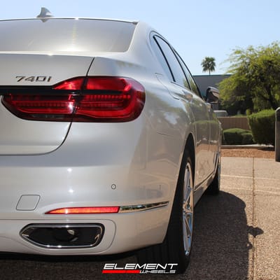 19 inch Ferrada FR4 Machine Silver w/ Chrome Lip on a 2017 BMW 7 Series