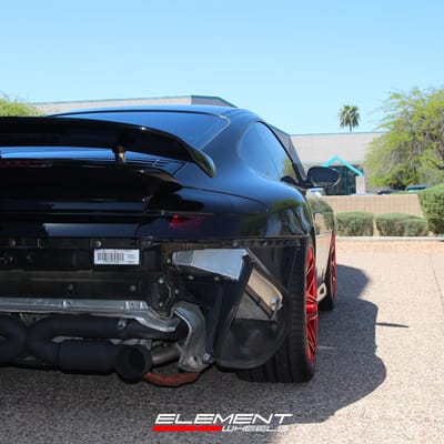 19 inch Staggered MRR FS01 Full Brushed Translucent Red on a 2001 Porsche 911 996 Turbo