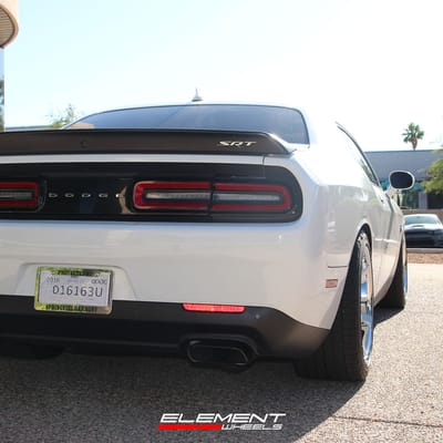 20 inch Staggered Ferrada FR3 Machine Silver w/ Chrome Lip on a 2016 Dodge Challenger RWD