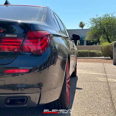 22 inch Element EL15 Candy Red on a 2014 BMW 7 Series RWD