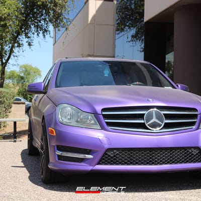 19 inch Staggered Variant Helium Semi-Gloss Black on a 2013 Mercedes Benz C250