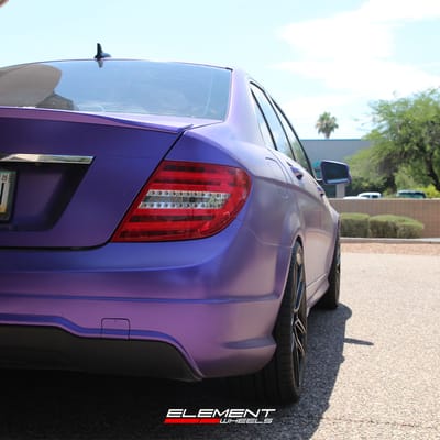 19 inch Staggered Variant Helium Semi-Gloss Black on a 2013 Mercedes Benz C250
