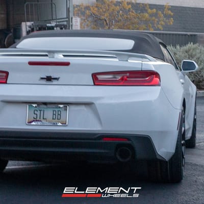 20 inch Staggered American Racing AR932 Splitter Satin Black on a 2017 Chevrolet Camaro LT Convertible