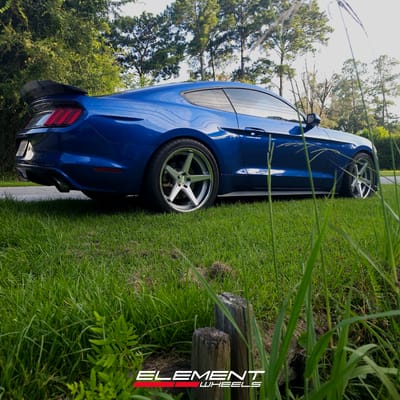 20 inch Staggered Ferrada FR3 in Machine Silver on a 2017 Ford Mustang GT