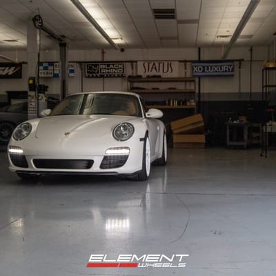 Staggered 19 Inch Variant Xenon in Gloss White on a 2011 Porsche 911 S 997 Narrowbody