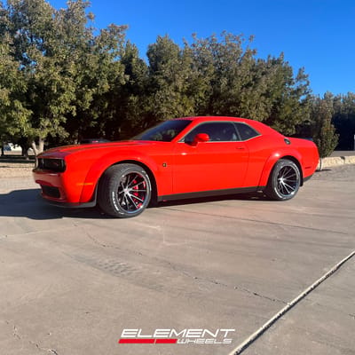 20 inch Ferrada CM2 in Gloss Black Machined w/ Chrome Lip on a 2022 Dodge Challenger (Factory Widebody)