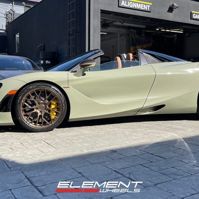 19/20 inch Staggered Variant Radon Satin Bronze on a 2022 McLaren 720S w/ Carbon Ceramic Brakes