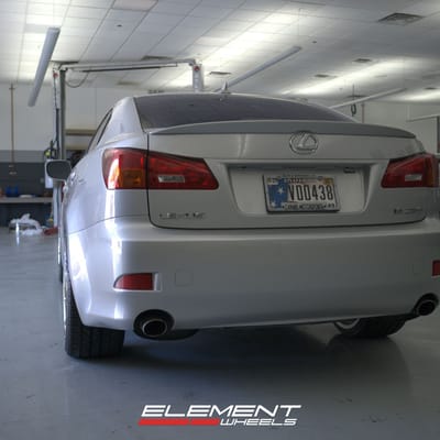 Staggered 20 Inch Ferrada FR4 in Machine Silver w/ Chrome lip on a 2007 Lexus IS250 RWD