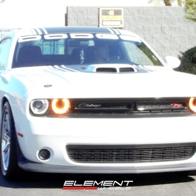 20 Inch Staggered Ferrada FR2 in Machine Silver on a 2019 Dodge Challenger