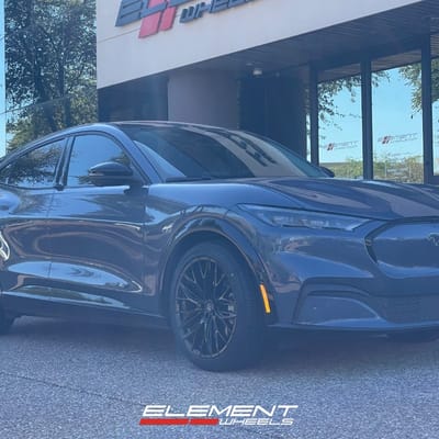 20 inch Staggered Lexani Aries in Full Gloss Black on a 2021 Ford Mustang Mach E AWD