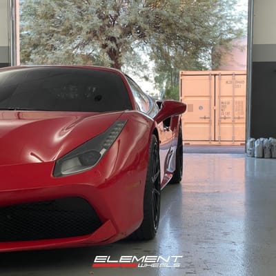 20 and 21 inch Staggered Variant Aure Gloss Black on a 2016 Ferrari 488 GTB