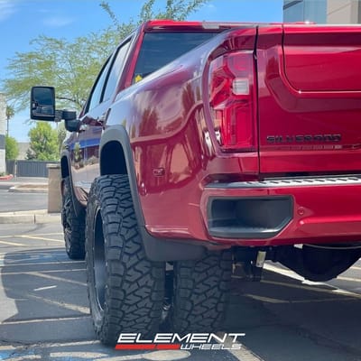 22 inch Hostile H402 Diablo in Asphalt on a 2024 Chevrolet Silverado 3500HD Dually