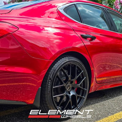 19 inch Enkei Raijin in Matte Black on a 2019 Genesis G70