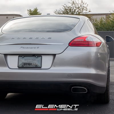 22 inch Staggered Lexani Spike Gloss Black on a 2012 Porsche Panamera 4