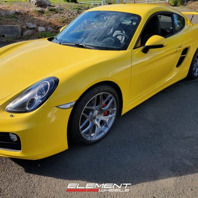 19 inch Staggered MRR FS01 Brushed Tint on a 2014 Porsche Cayman S