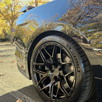 Staggered 19 inch MRR FS01 in Gloss Black on a 2019 Ford Mustang GT