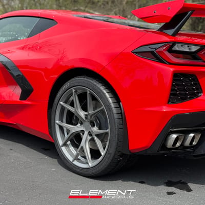 19/20 inch Staggered MRR FS06 in Gloss Gunmetal on a 2024 Chevrolet Corvette C8 Stingray