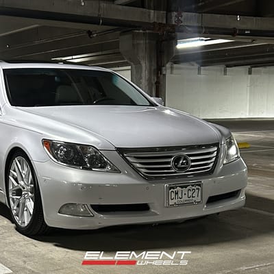 Staggered 20 inch Aodhan AFF9 in Gloss Silver Machined on an Lexus LS460