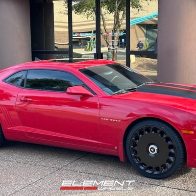 22 inch Staggered Asanti ABL-45 in Matte Black on a 2010 Chevrolet Camaro SS